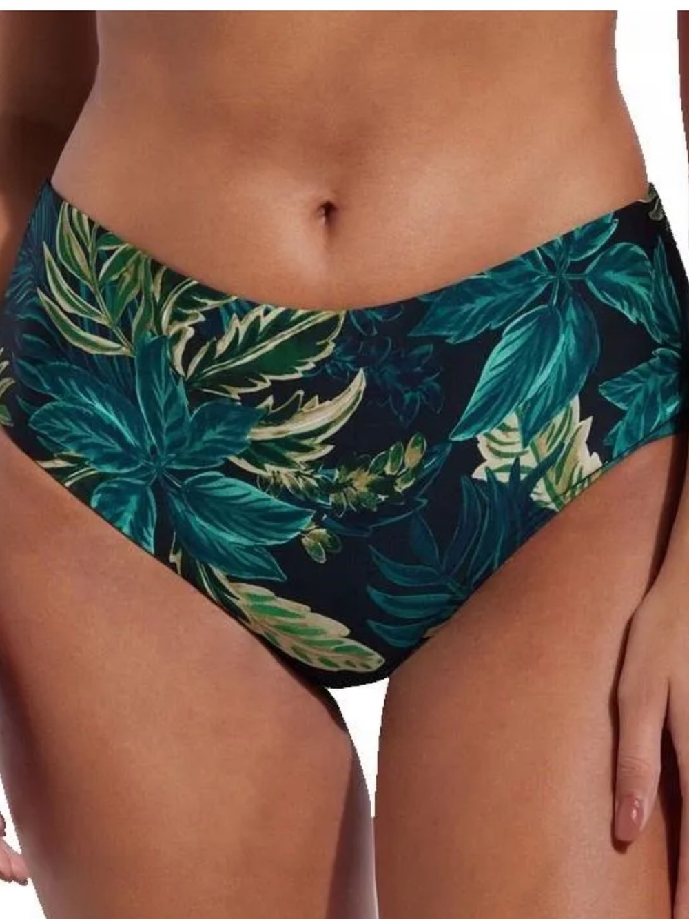 Calzedonia Cobey Botanical Tropical Leaf Print Swim Bottom Teal Green M Hawaiian